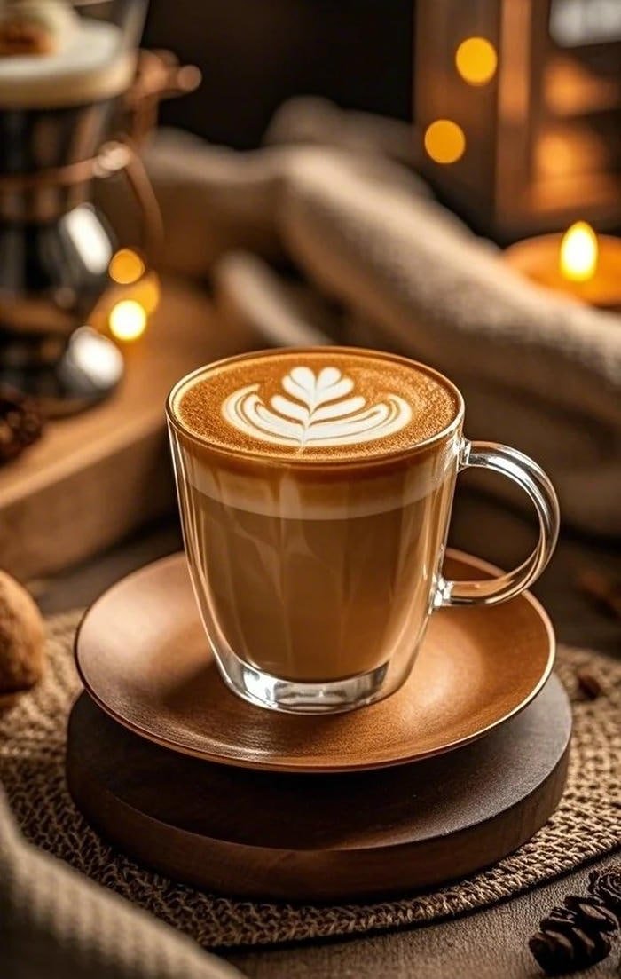 coffee pfp styled with soft neutral palette tones