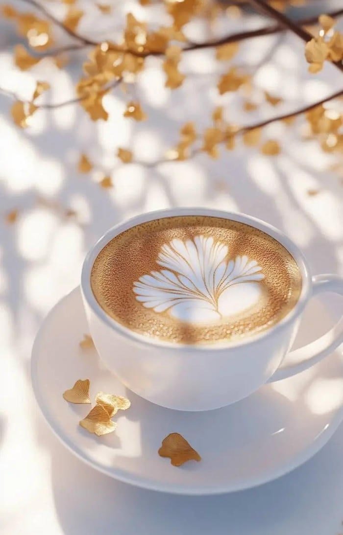 coffee pfp with detailed heart latte art design