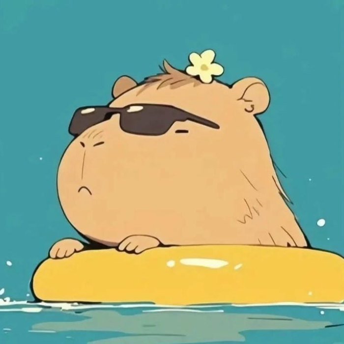 cute funny pfp featuring a lazy cartoon capybara