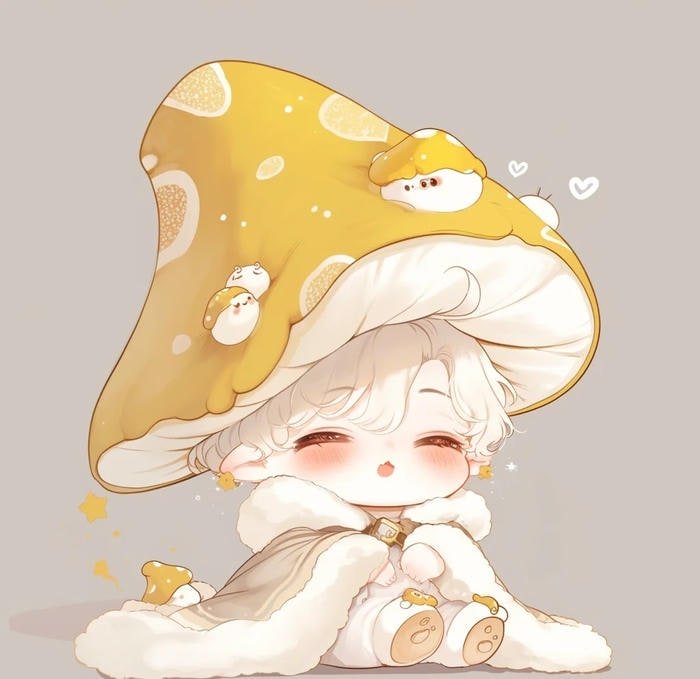 cute vibe mushroom pfp in pastel theme