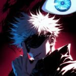 dark theme gojo discord pfp with neon glow