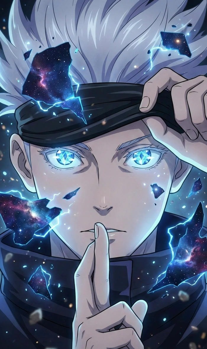 electric glow artwork of gojo discord pfp