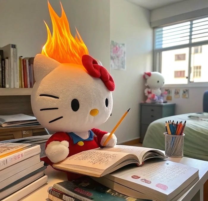 exaggerated cartoon face funny hello kitty