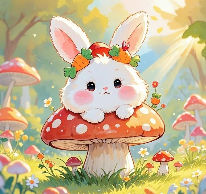 fantasy art mushroom pfp with soft sparkle