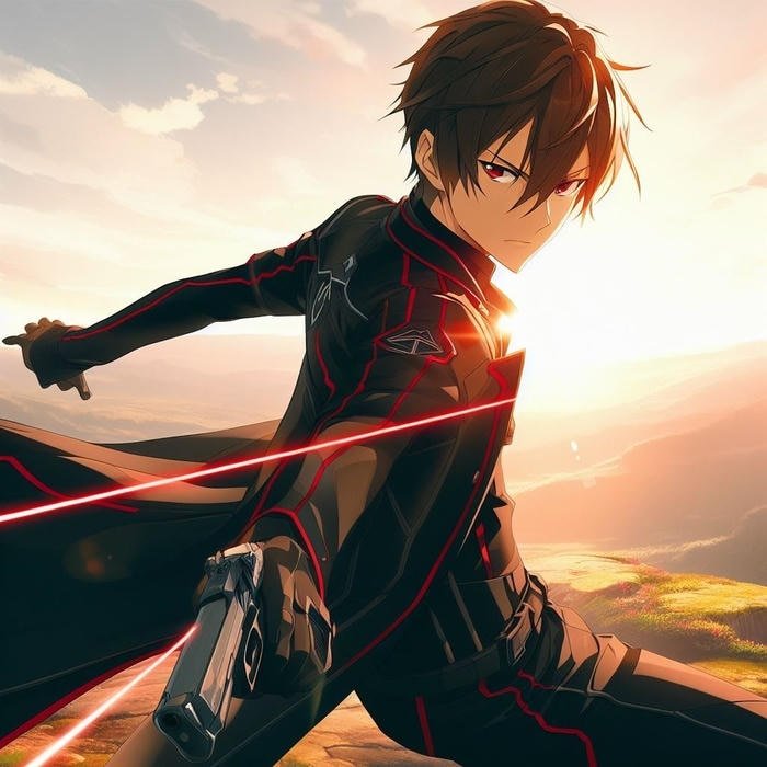 focus and composure blend naturally in kirito pfp