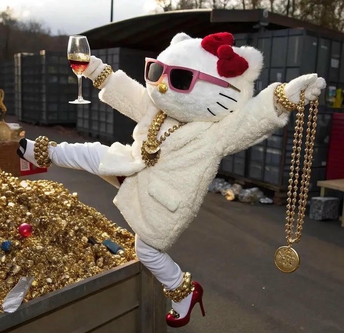 funny hello kitty playful meme style