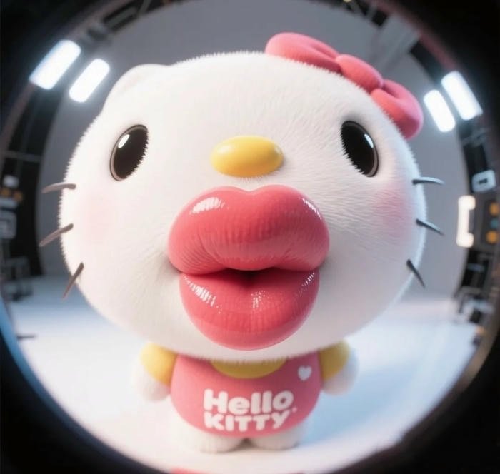 funny hello kitty ridiculous reaction pose