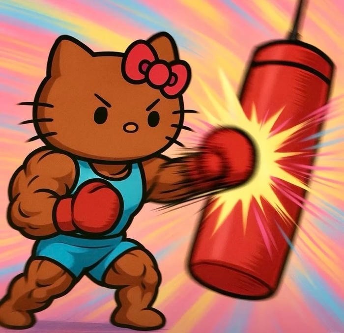 goofy cartoon avatar with silly humor funny hello kitty