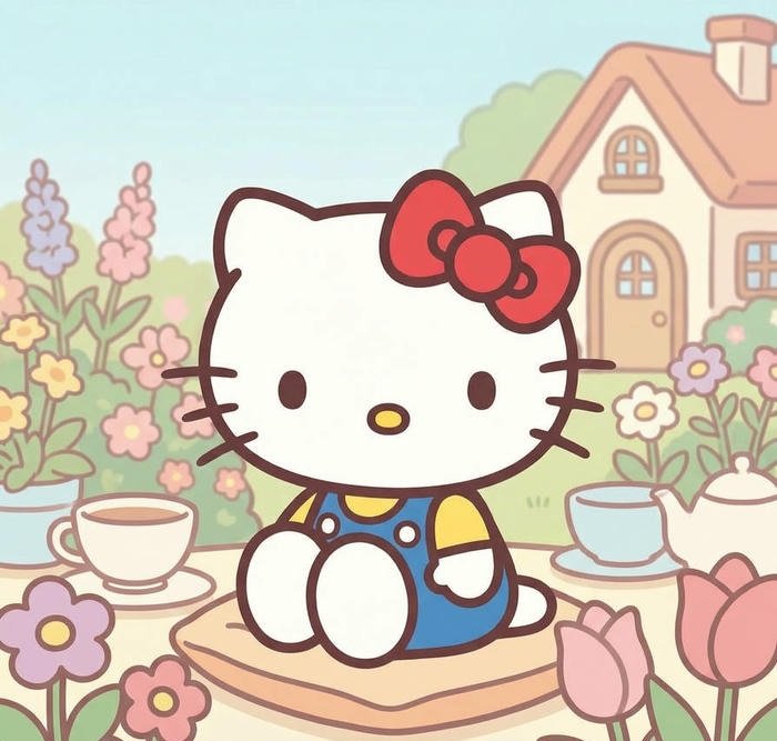 image funny hello kitty chaotic meme vibe