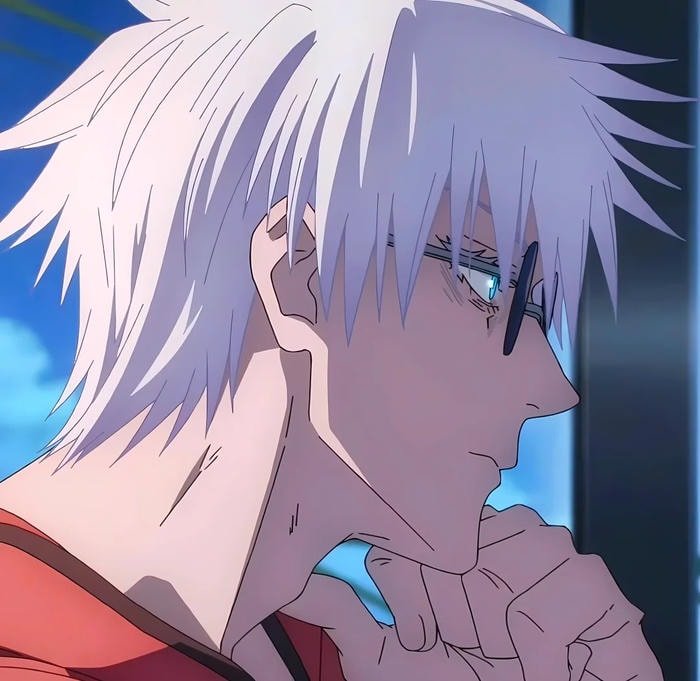 intense look gojo discord pfp with shadow tone