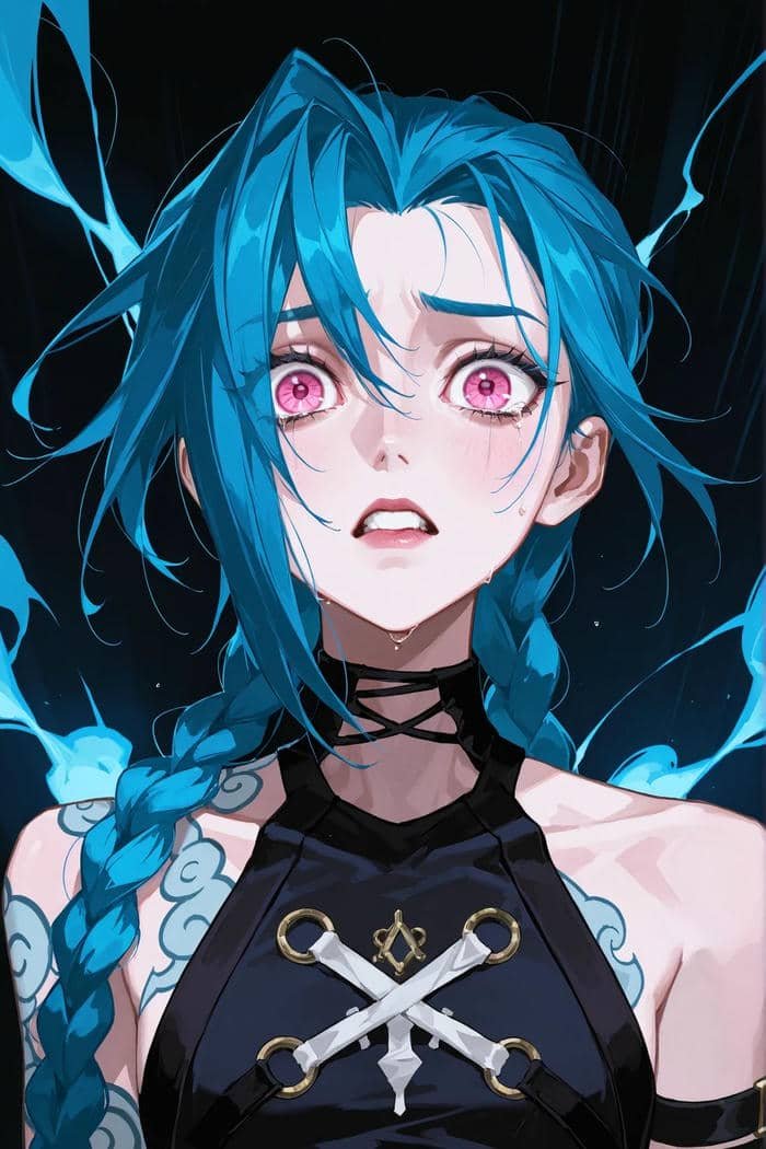 jinx pfp highlighting reckless confidence and explosive mood