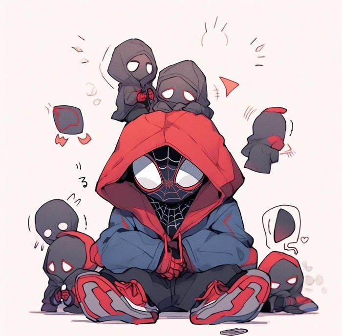 joyful cartoon character pose spider man cute