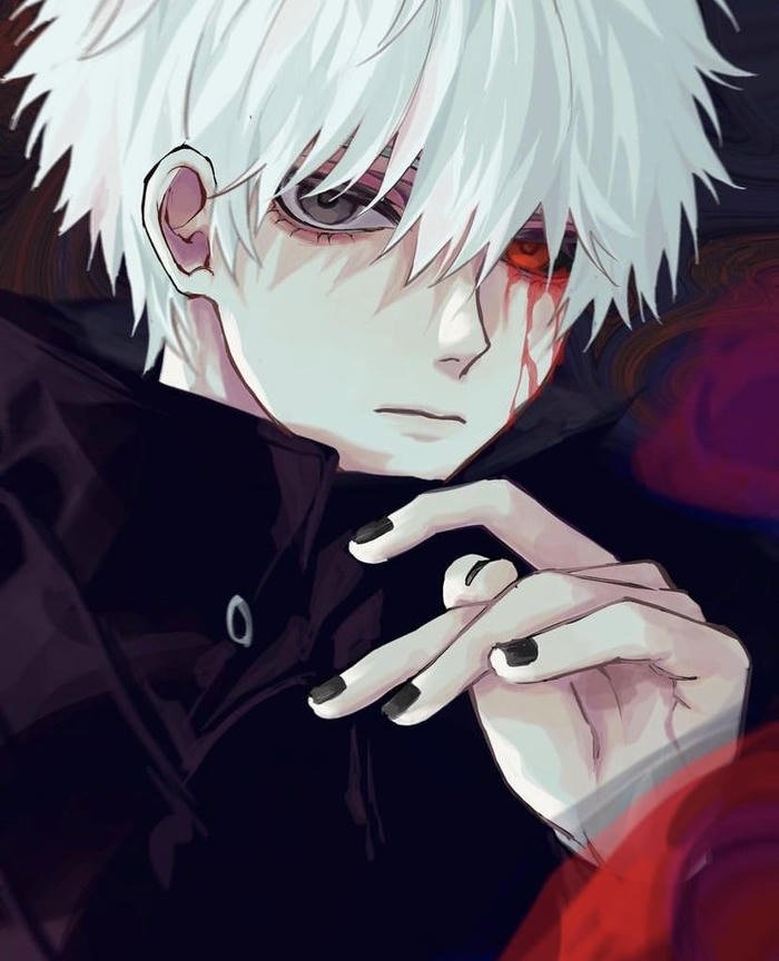 ken kaneki pfp portraying suppressed rage beneath control