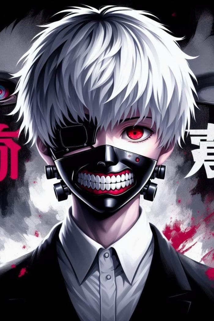 ken kaneki pfp presenting a tormented and focused mood