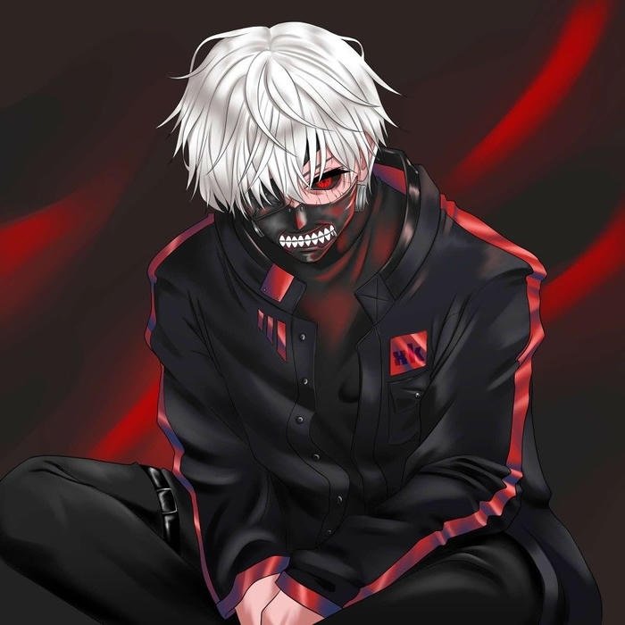 ken kaneki pfp showing struggle beneath controlled posture