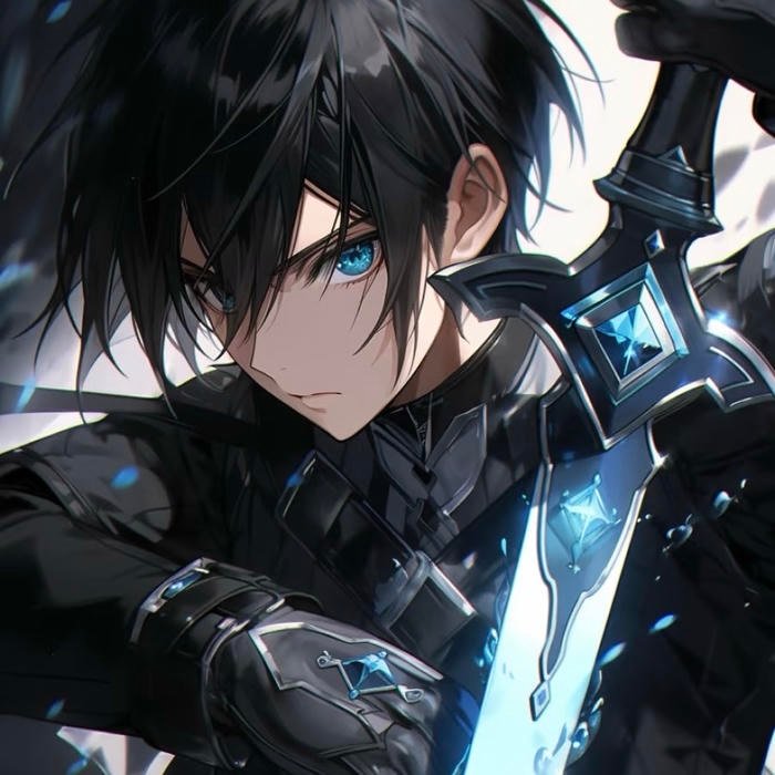 kirito pfp showing readiness without excess emotion