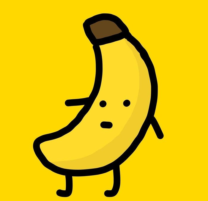 meme style banana pfp with funny expression