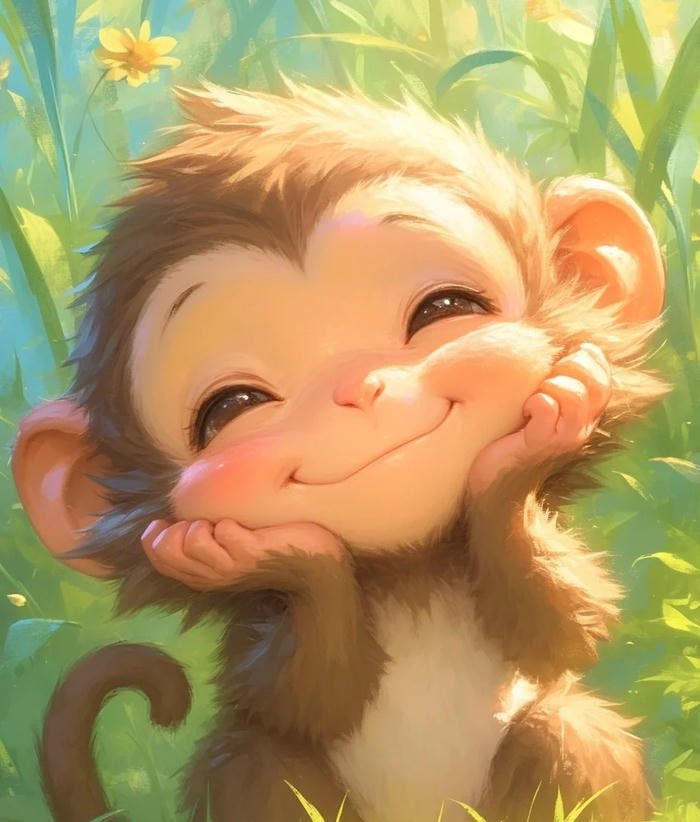 minimal style monkey pfp with muted color