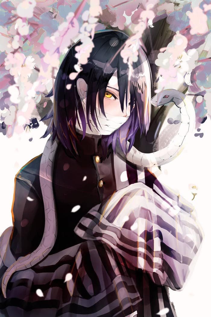 obanai pfp capturing a serious and focused moment