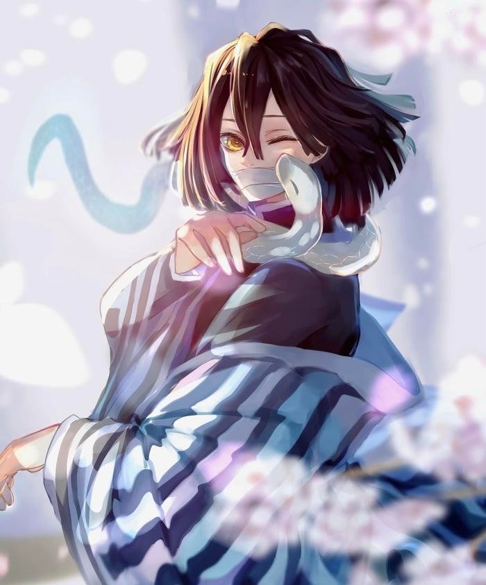 obanai pfp conveying focus and emotional restraint