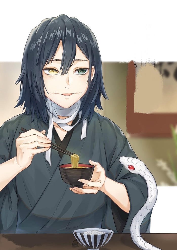 obanai pfp showing emotional control under tension