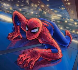 picture spider man cute tiny body chibi design