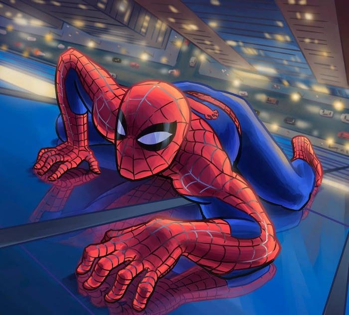 picture spider man cute tiny body chibi design