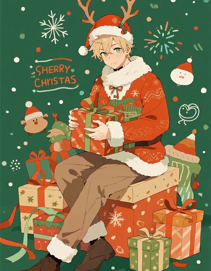 playful winter charm shown in christmas anime pfp boy