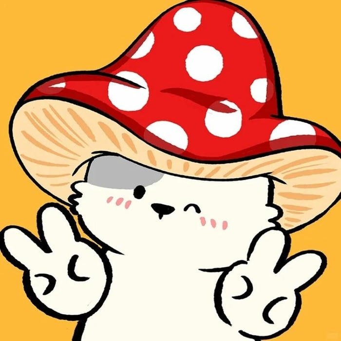 portrait mushroom pfp with gentle shadow