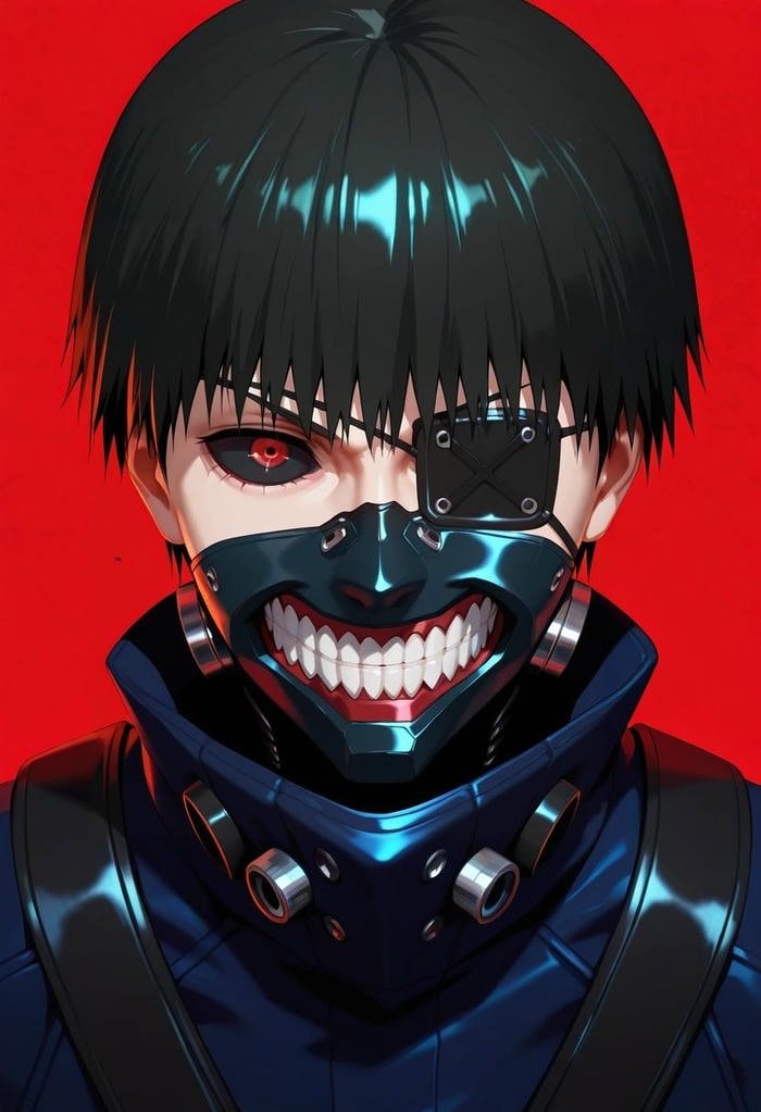 restrained fury hinted clearly in ken kaneki pfp