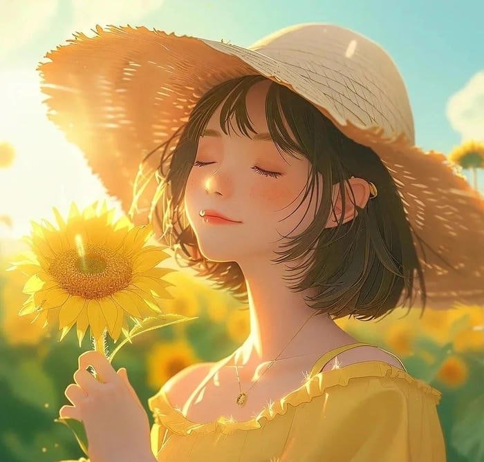 simple sunflower pfp with centered bloom