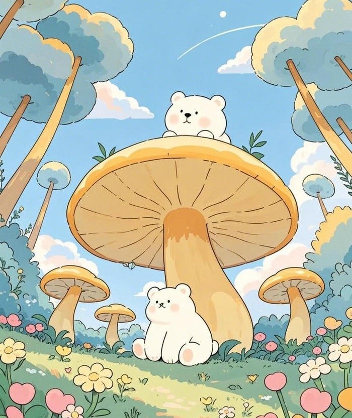 soft mushroom pfp with smooth color tone