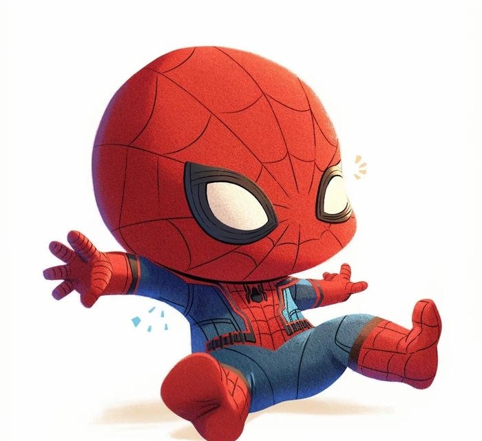 soft pastel cartoon style spider man cute