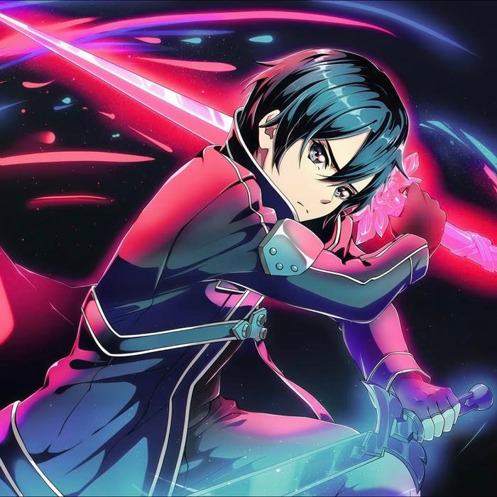 ubtle intensity flows naturally in kirito pfp