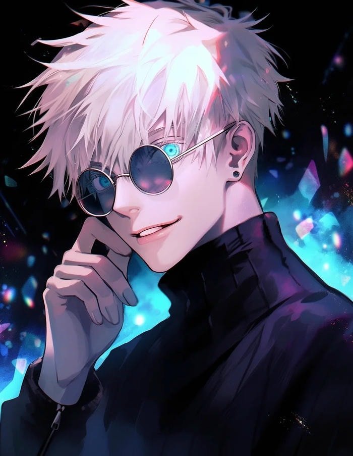 vibrant gojo discord pfp with glowing highlight