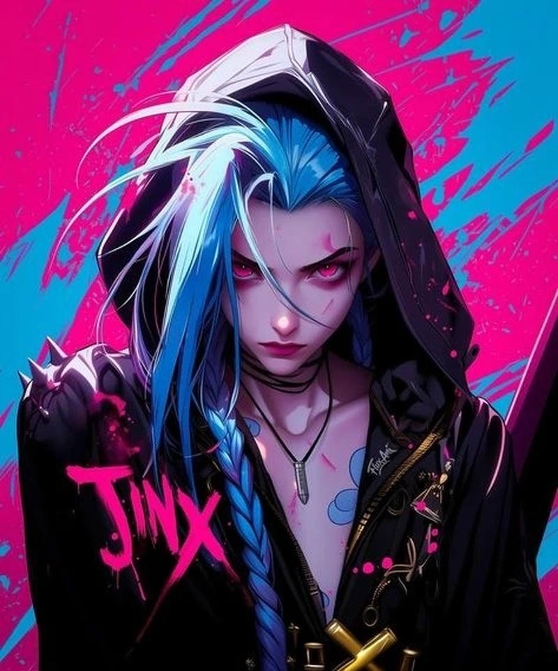 Arcane duo portrait forming Jinx and Ekko matching PFP