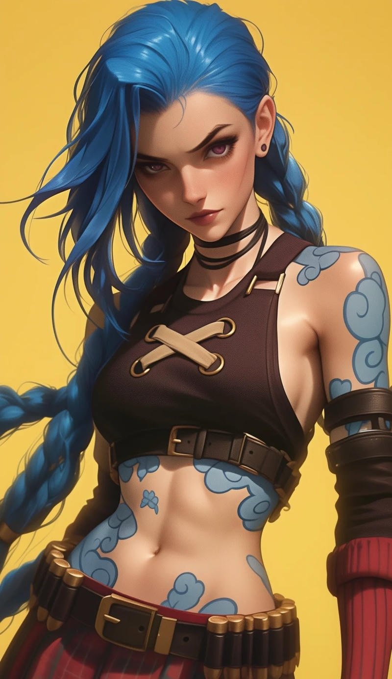 Arcane troublemaker close portrait forming Jinx Arcane PFP