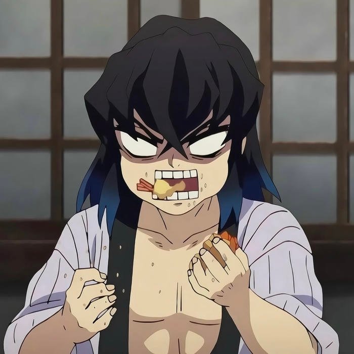 Battle ready crouch pose highlighted in striking Inosuke pfp