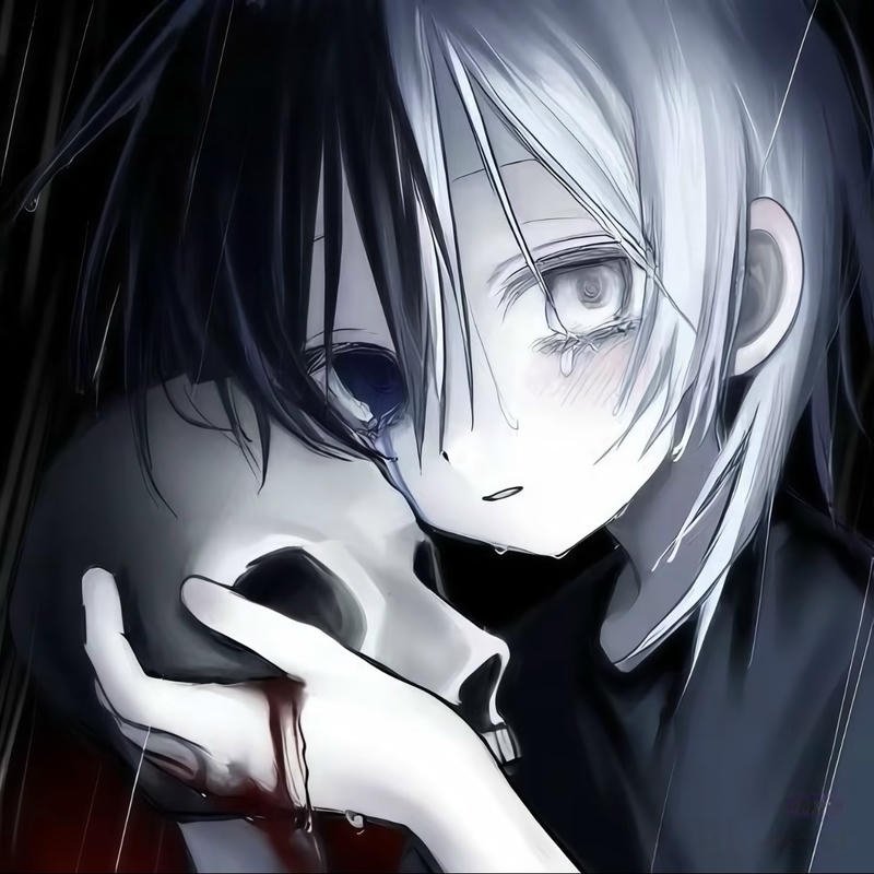 Bizarre cartoon emotion portrait designed cringe anime pfp