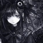 Black and white aesthetic emo pfp with grain texture