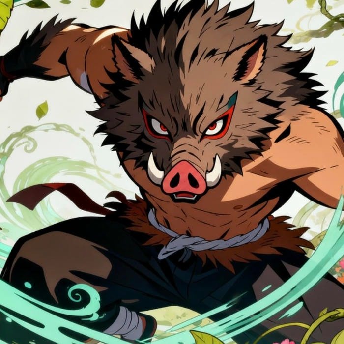 Boar mask dominating fierce and untamed Inosuke pfp