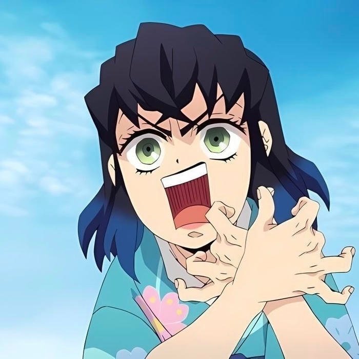 Centered symmetrical composition highlighting iconic Inosuke pfp