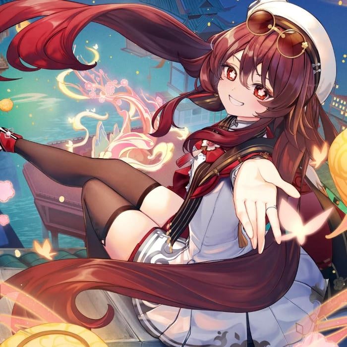 Cheeky wink expression captured in adorable Hu Tao pfp