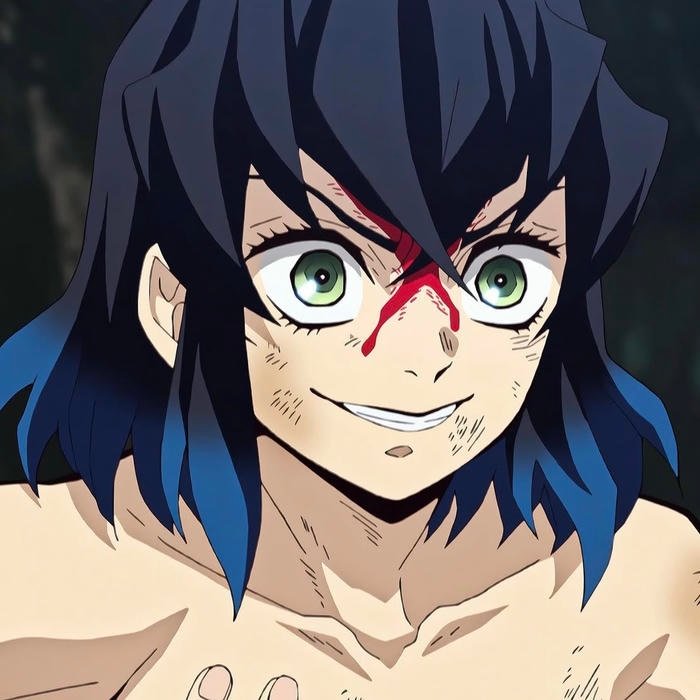 Close up mask texture enhancing rugged Inosuke pfp portrait