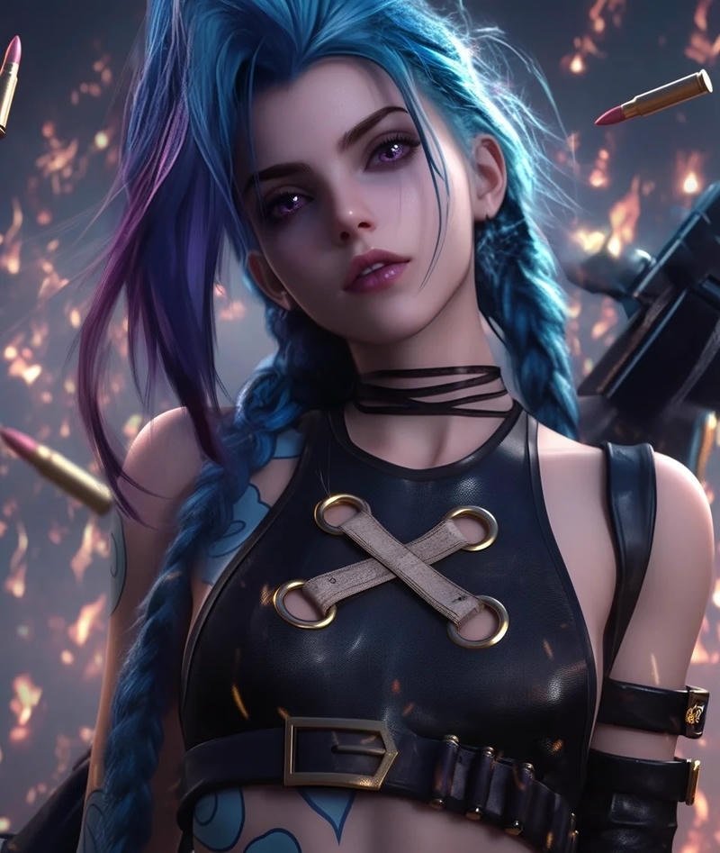 Colorful Arcane troublemaker avatar portrait Jinx PFP