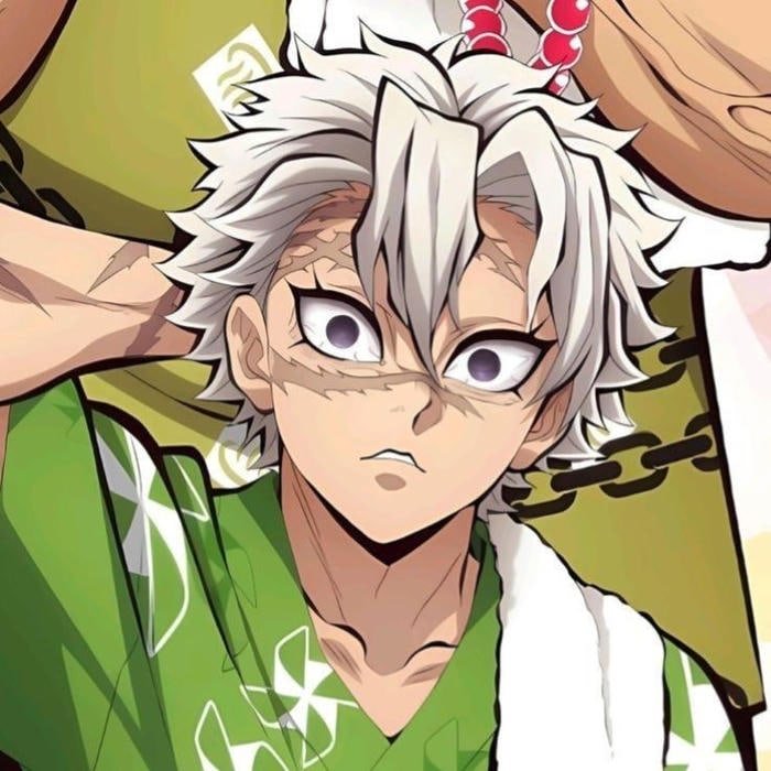 Commanding warrior silhouette centered in striking Sanemi pfp