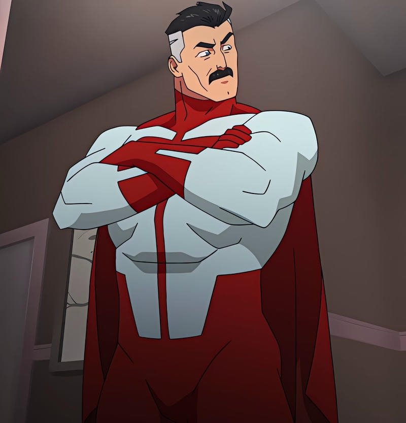 Confident comic hero appearance within Omni Man pfp