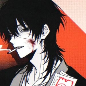 Cracked porcelain mask design for pfp scary concept