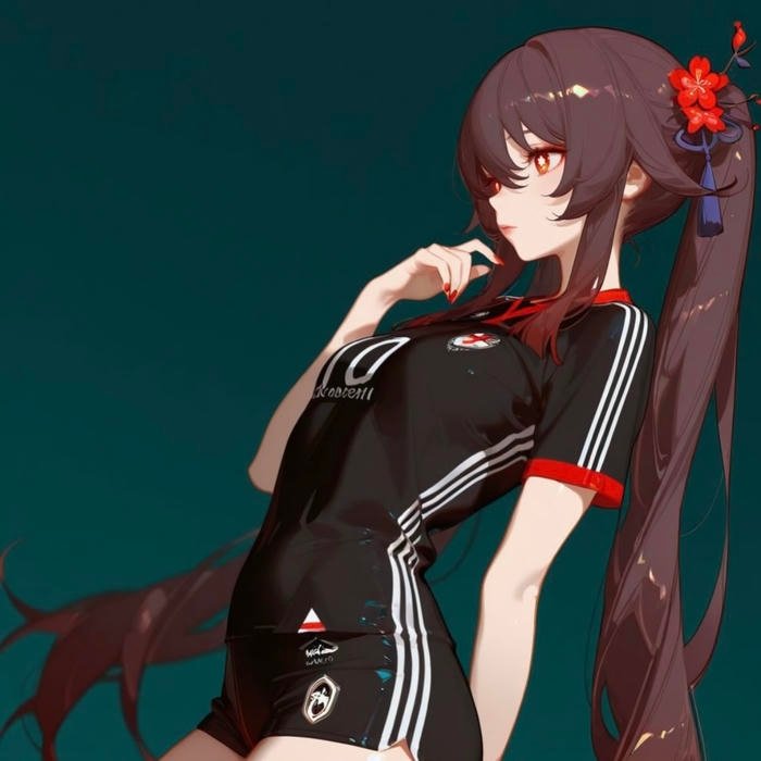 Crisp cel shading technique defining animated Hu Tao pfp