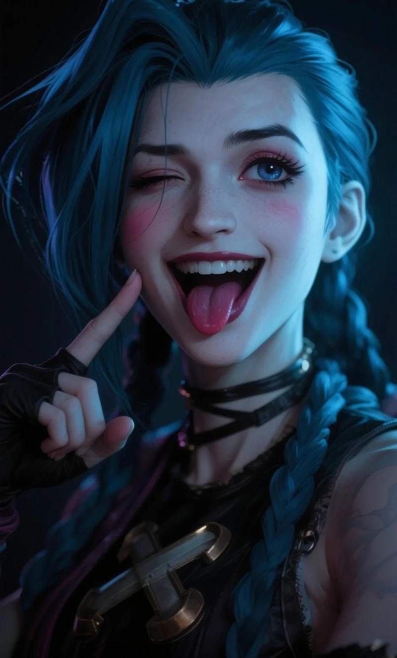 Cute childhood Arcane character avatar Powder Jinx PFP